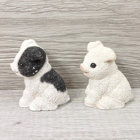 Vintage Animal Collection Pair of Pig Figurines Black and White Collectible Gift - Picture 6 of 11